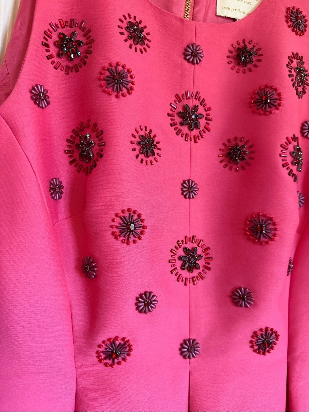 kate spade New York Pink Embellished Fit-and-Flare Dress 17in ptp